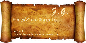 Forgách Gergely névjegykártya
